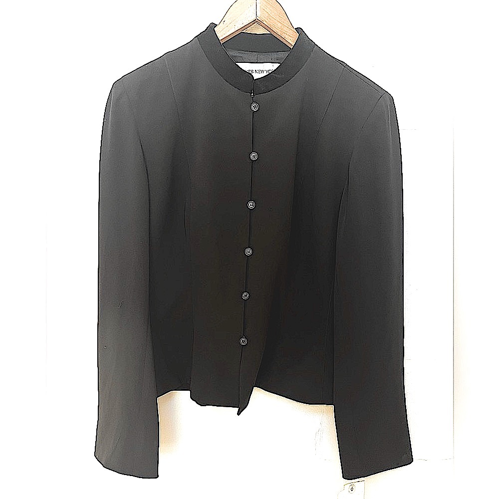 NWT Vintage JONES NY - size 12 - Black Collarless Elegant Jacket w/ Velvet Trim - Picture 11 of 11
